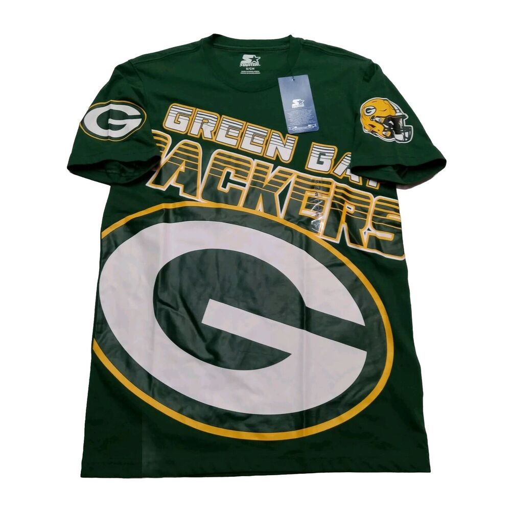 STARTER Green Bay Packers Graphic T-Shirt Men's S Small Green Clutch Hit SS Tee